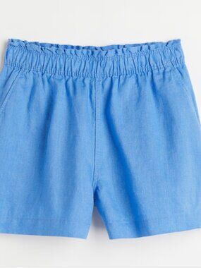 H&M Blue 100% Linen High Waist Elastic Shorts 4XL